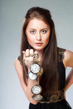 Woman with watch clipart