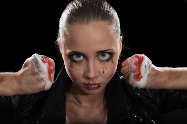 Fighter, angry woman clipart