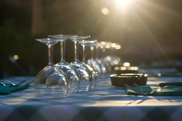 stock image Glasses on a table at restaurant