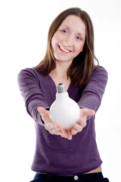 Woman with lamp — Stock Photo, Image