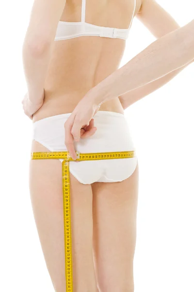 Medir el tamaño de las nalgas de la mujer — Foto de Stock