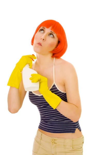 Woman use detergent as deodorant — Stock Photo, Image