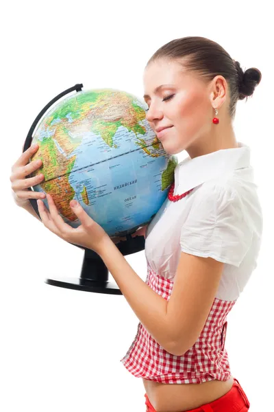 Woman love the planet earth — Stock Photo, Image