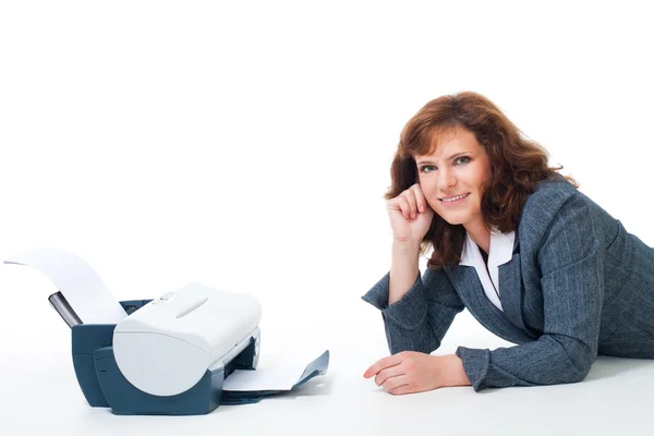 Business woman with printer — Stock Photo, Image