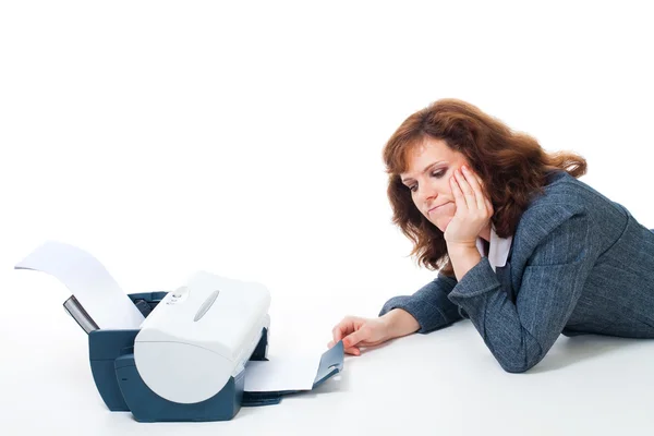 Tired to wait until printer print document — Stock Photo, Image