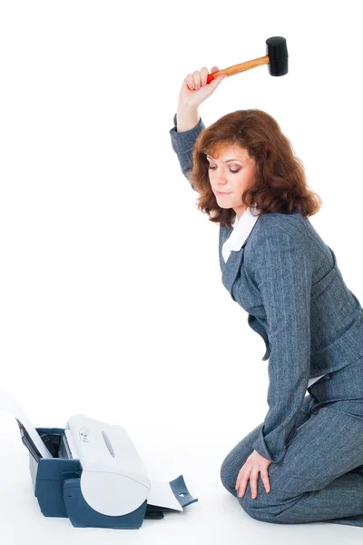 Business woman hate priter — Stock Photo, Image