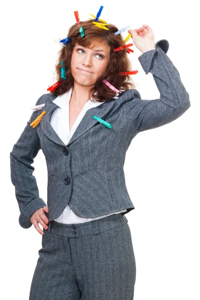 Confused office woman — Stock Photo, Image