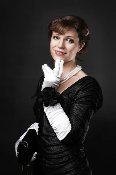 stock image Respectable woman in white gloves