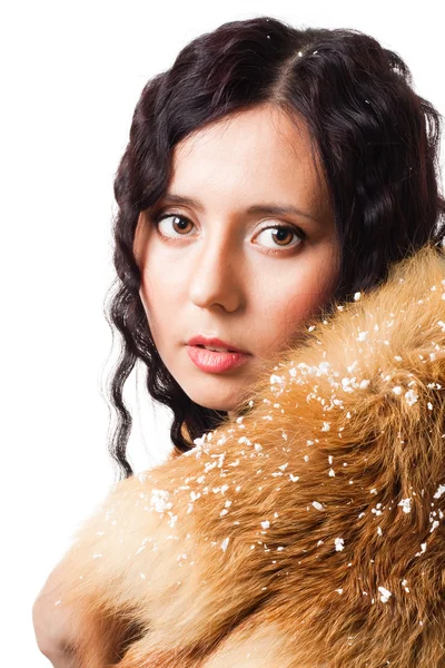 Portrait of a woman wearing fur — Stock Photo, Image