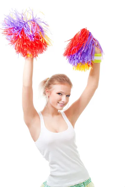 Woman cheer leader dancing — Stock Photo, Image