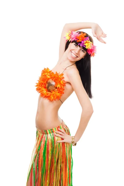 Woman smile, wearing summer costume — Stock Photo, Image