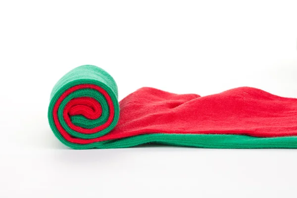 Yeşil ve kırmızı renkli Tekstil rulo — Stok fotoğraf