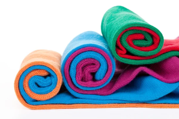 Tři barevné ponožky rohlíky — Stock fotografie