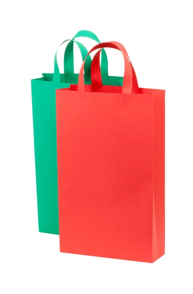 Rood en groen shopping tassen — Stockfoto