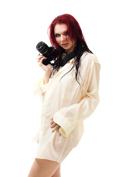 セクシーな女性のカメラマン — ストック写真