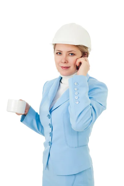 Architect woman make a call — Stock Photo, Image