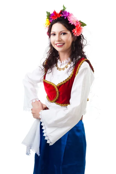 Woman in traditional Greek costume — Stok fotoğraf