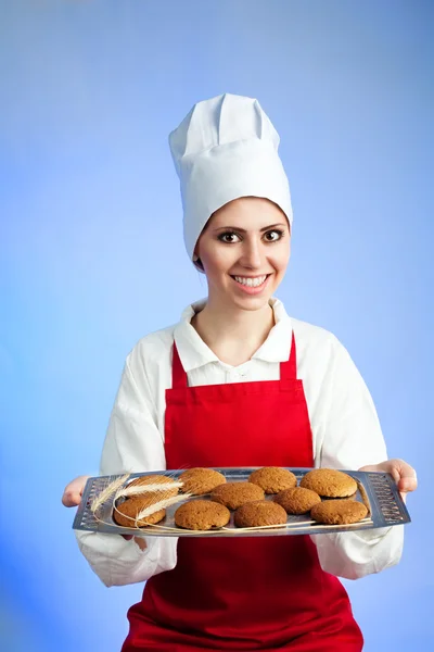 Fresh oat biscuits from chef — Stock Photo, Image