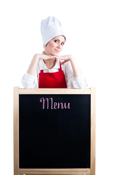 Chef-kok aanbieding nieuw menu — Stockfoto