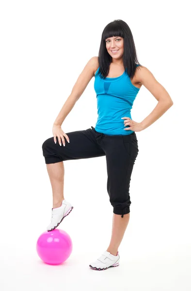 Mulher alegre fazendo fitness — Fotografia de Stock