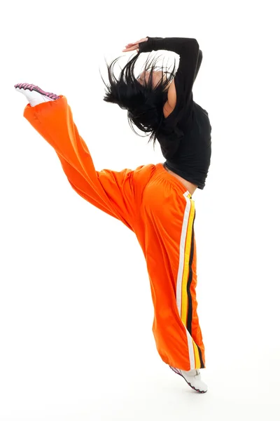 행복 한 여자 점프와 조회 — 스톡 사진