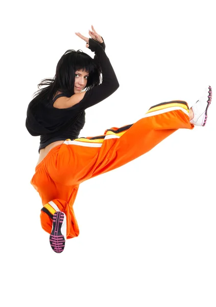 Kvinna dansare i komplicerade hoppa — Stockfoto