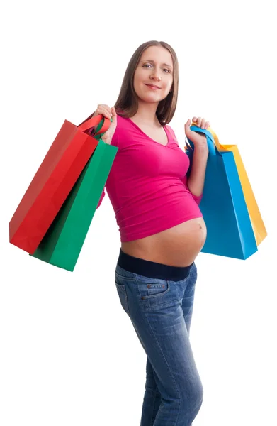 Gravid kvinna shopping — Stockfoto