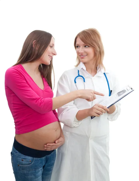 Consulta da mulher grávida no médico — Fotografia de Stock