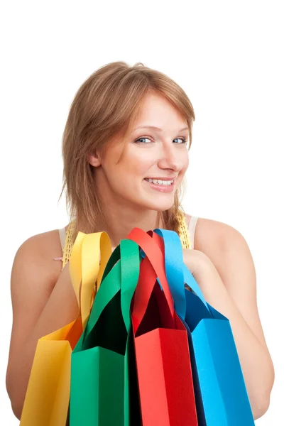 Cliente jovem feliz depois de fazer compras — Fotografia de Stock