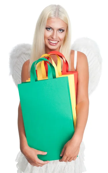 Anioł zakupy z uśmiechem — Zdjęcie stockowe