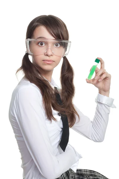 Teenager mit Reagenzglas überrascht — Stockfoto
