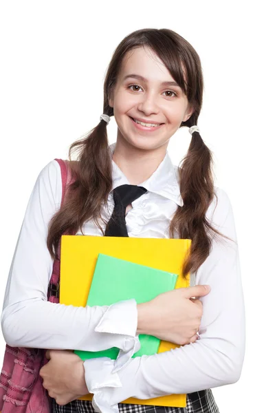 Happy teen girl with books — Stock Photo, Image