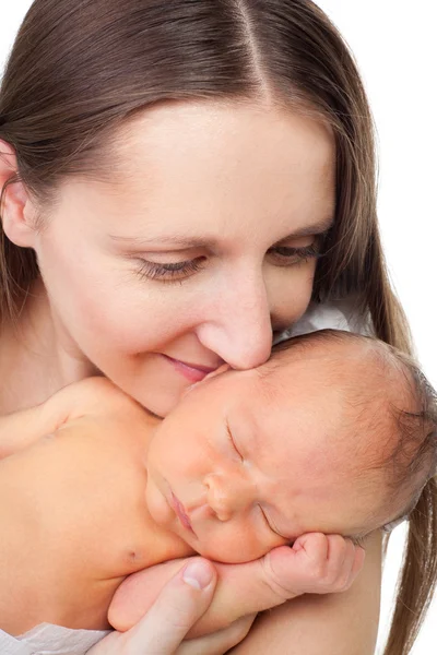 Мать крупным планом с новорожденным — стоковое фото
