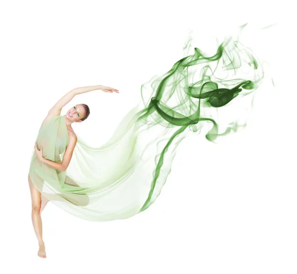 Dance in motion with flying fabric — Stock Photo, Image