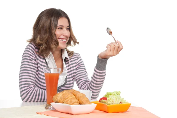 Laughing while breakfast — Stock Photo, Image