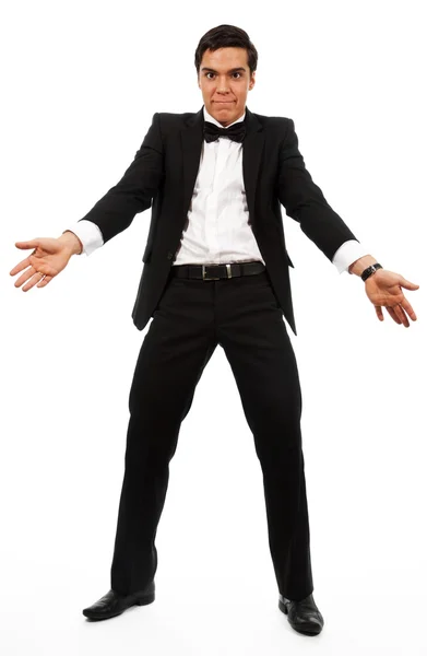 Surprised business man part his hands — Stock Photo, Image