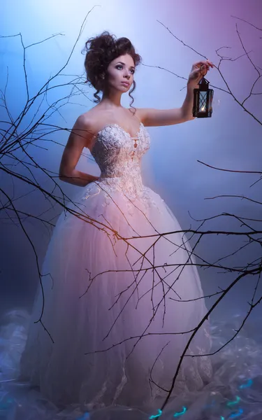 Невеста мечтает ходить с фонариком в — стоковое фото