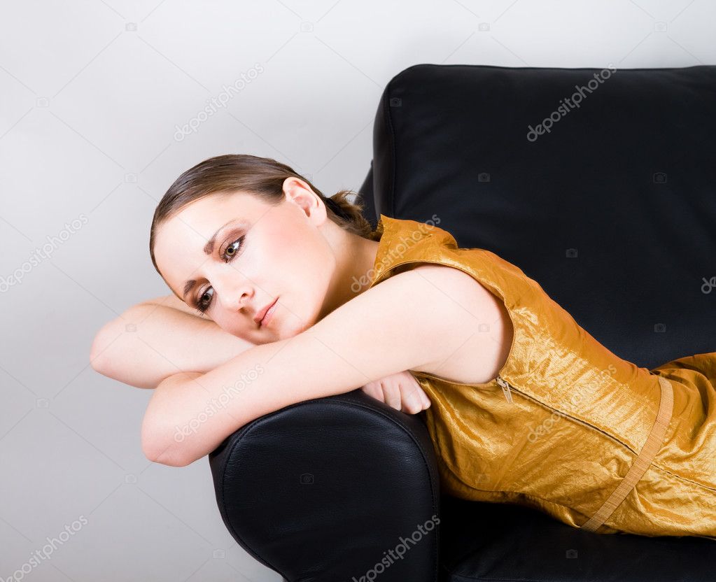 Woman sleep on sofa
