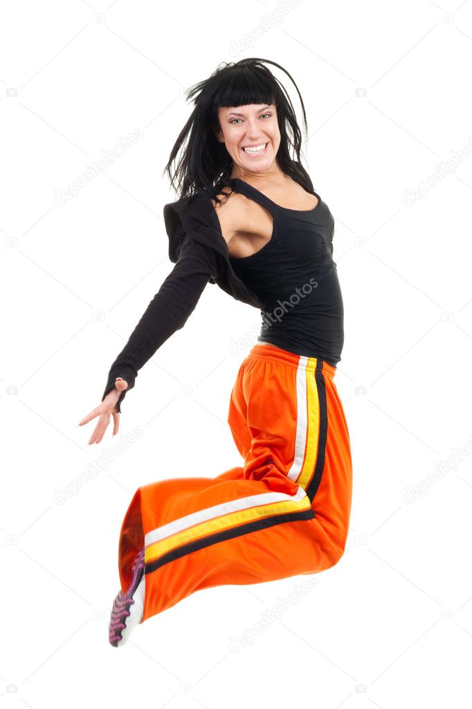 Super exited woman jumping