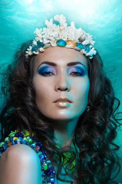 Meerjungfrau Königin in Korallenkrone — Stockfoto