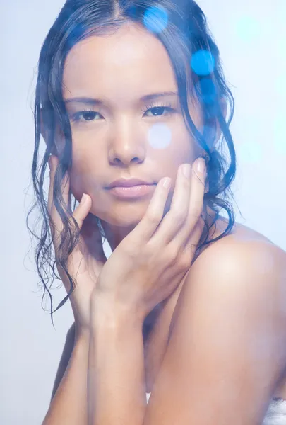 Beauty portrait in shower — Stock Photo, Image