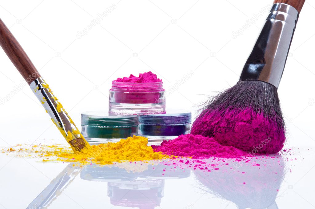 Make up powder and brushes