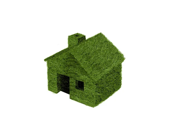 分離された緑の家 — ストック写真