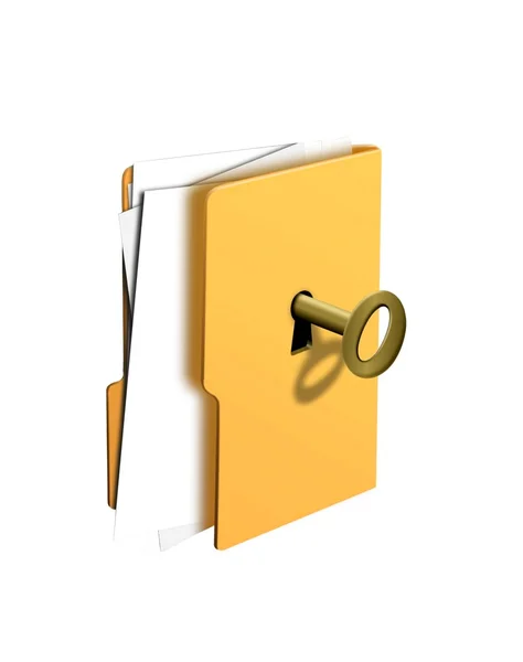 Buka folder dengan kunci putih yang terisolasi — Stok Foto