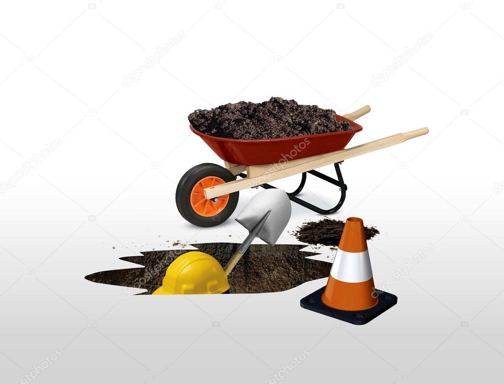 Under construction digger worker