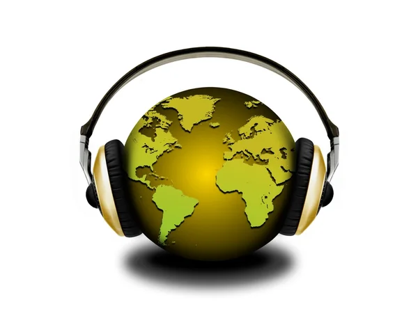 Headphones and globe — Stock Photo, Image