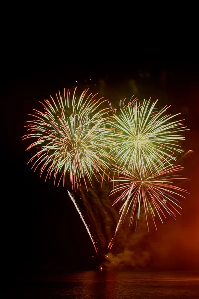 Fireworks - giant flowers of fire in the night sky — Stock Photo, Image