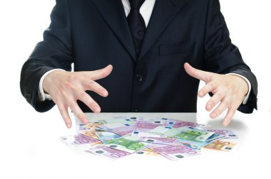 Hands above the money clipart