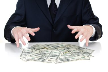 Hands above the money clipart