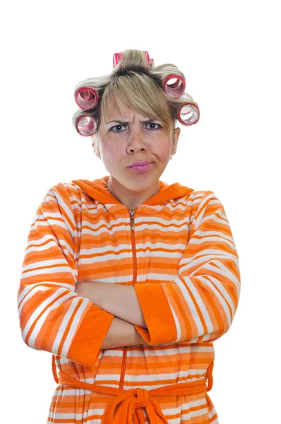 Naštvaná žena v domácnosti — Stock fotografie